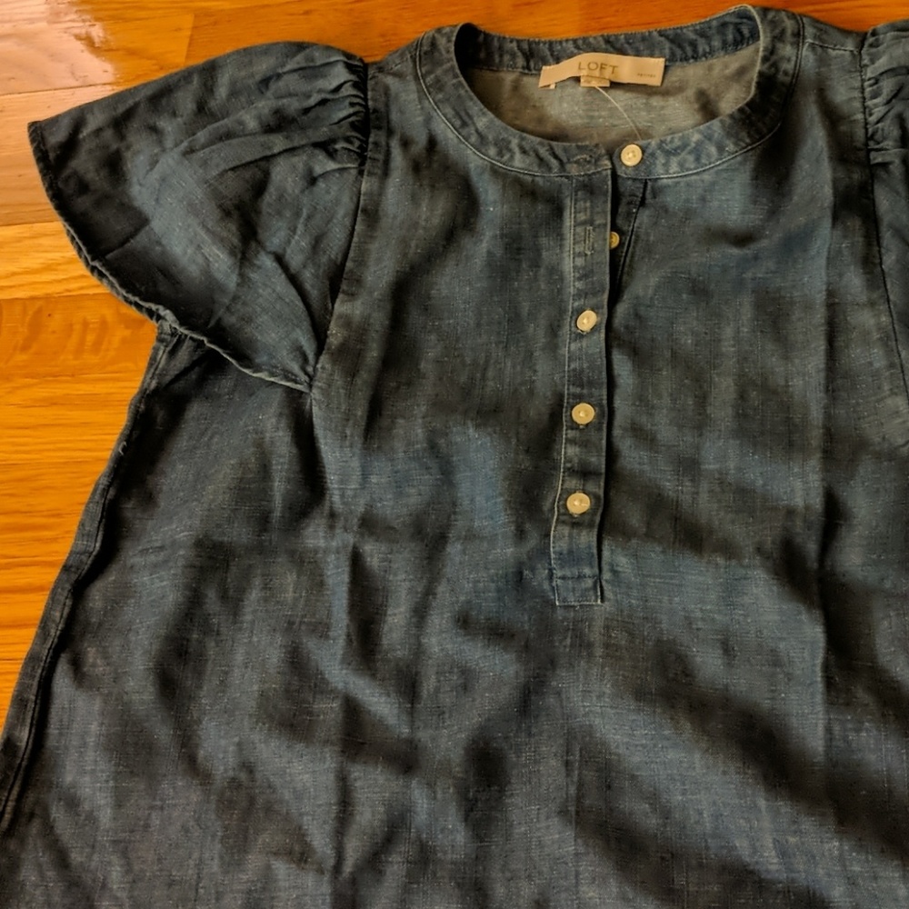 Denim chambray button top - Picture 3 of 3